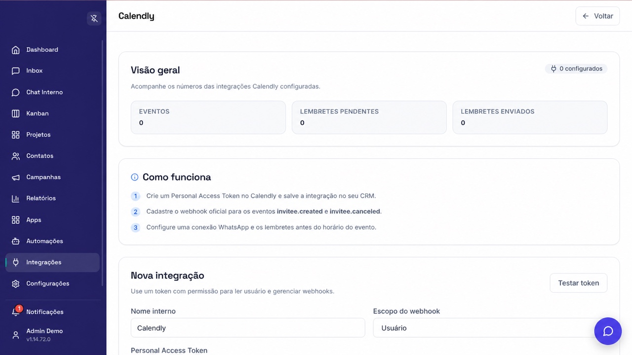 Configuração de Calendly