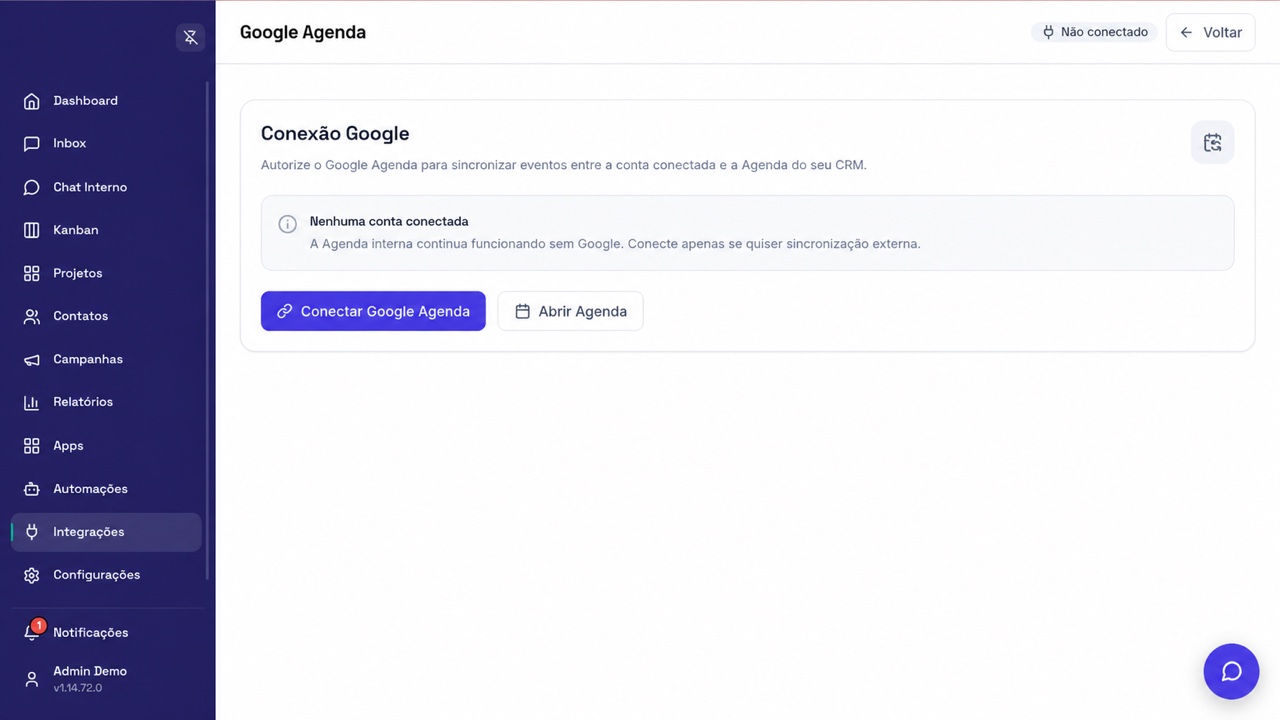 Configuração de Google Agenda