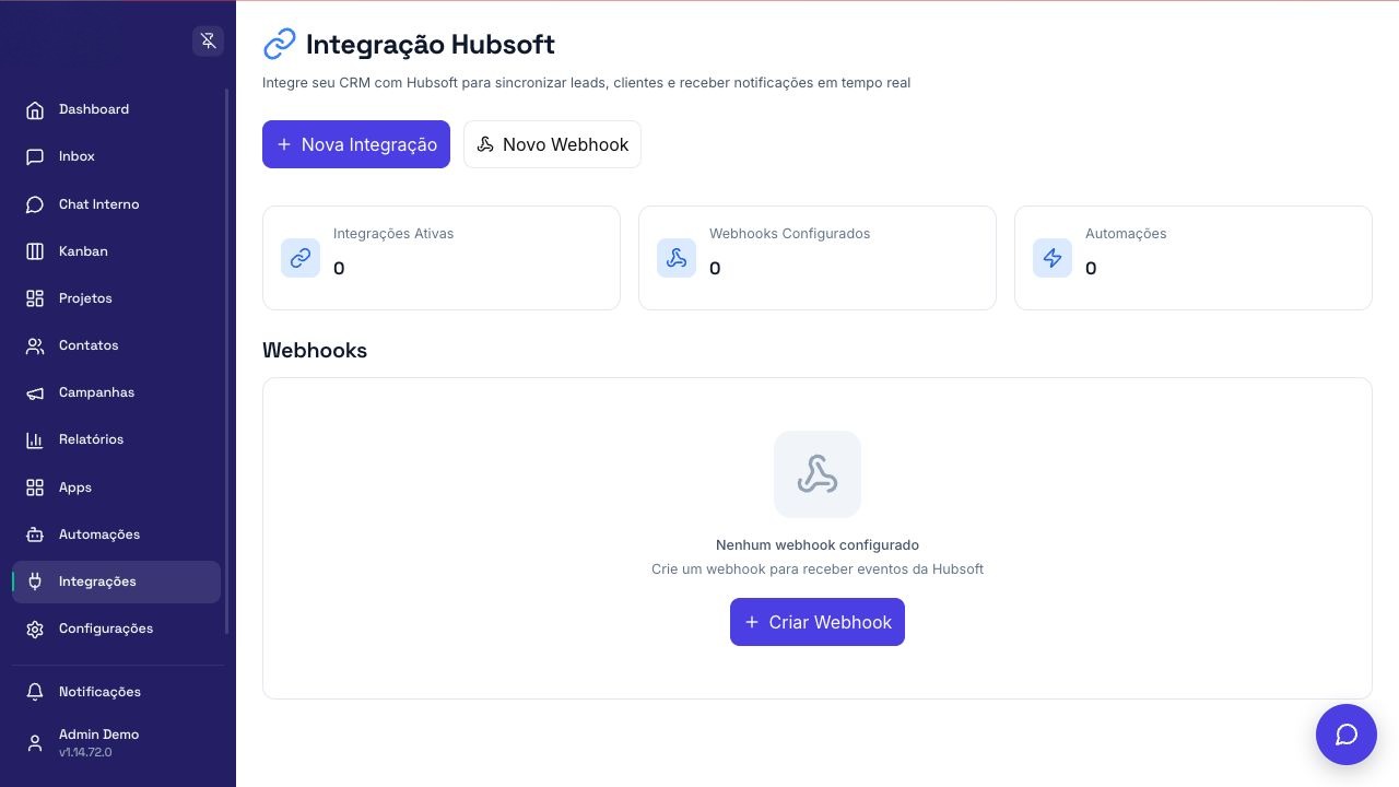 Tela de configuração de HubSoft ISP